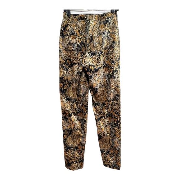 DANA BUCHMAN Gold and black paisley high waisted pants NWT SZ 6 - Picture 4 of 15